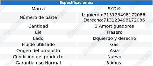 Par De Amortiguadores Gas Traseros Cirrus De 1999 A 2006 Syd