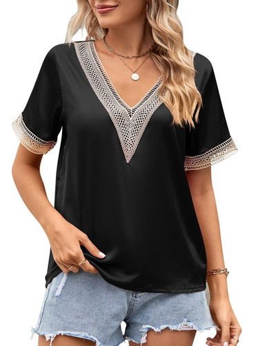 Blusa Moda Casual Mujer Suelto Elegante Manga Corta Oficina