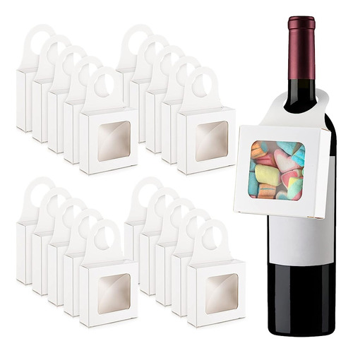 ~? 25 Count Kraft Paper Wine Bottle Box Con Ventanas Colgant
