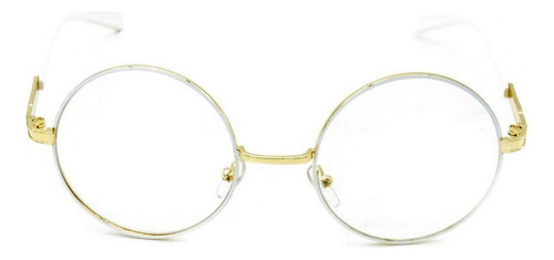 Óculos De Grau Redondo Bad Rose Dourado Com Branco - Rb9011