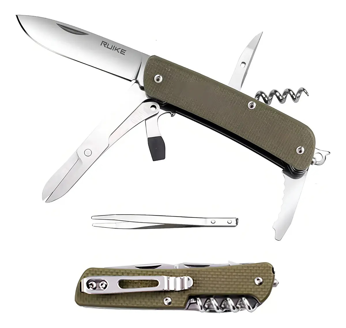Navaja Ruike M31 Marrón 15 Herramientas Acero Inoxidable G10 Clip Bolso