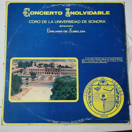 Disco Lp: Coro Universidad De Sonora- Concierto