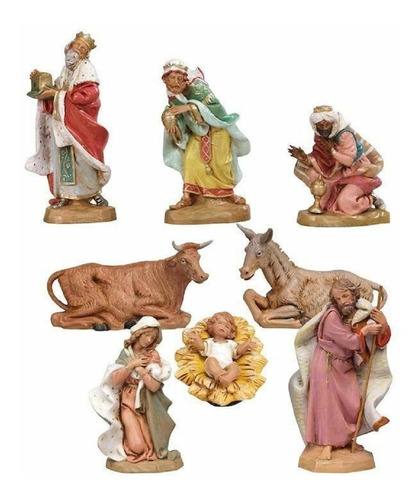 Set 5  Figuras De Pesebre 19 Cm Estilo Italiano Dec. A Mano