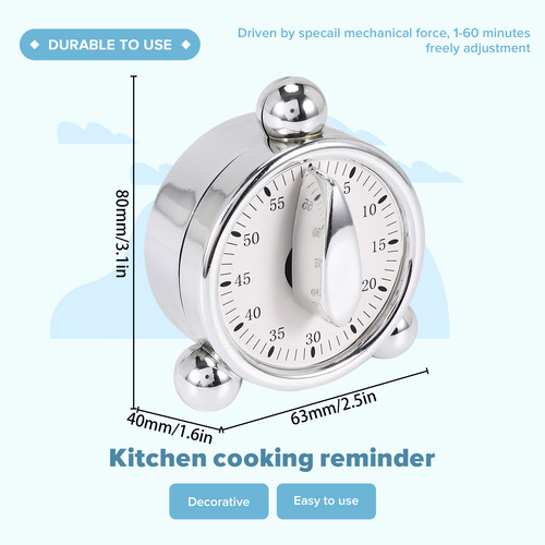 Cronómetro Mecánico De Cocina Cristalino De 60 Minutos Que R