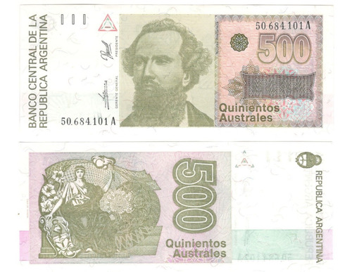 Billete Argentina 500 Australes (1990) Nicolas Avellaneda