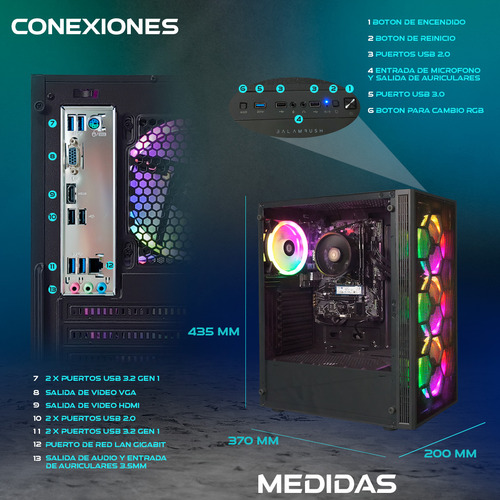 Pc Gamer Completa Ryzen 5600gt 32g Ram 1tb Ssd Monitor Wifi