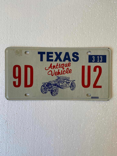 Placa O Matrícula Metal De Autos Antiguos Usa Texas Usada.