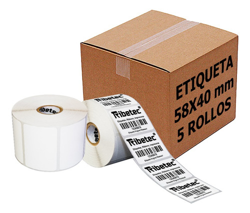 5 Rollos Etiqueta 58x40 Mm (6x4 Cm) Térmica Full C/u 1000