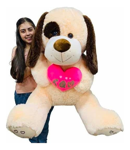 Perro De Peluche Gigante 110cms Corazón +