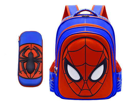 Mochila Infantil Spider-man Con Estuche Lápices Para Niños