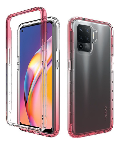 Funda 2 En 1 Uso Rudo For Modelos Oppo Bicolor Transparente