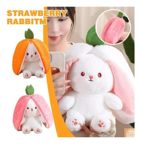 2pcs Juguete De Peluche Conejo Conejito De Zanahoria/fresa