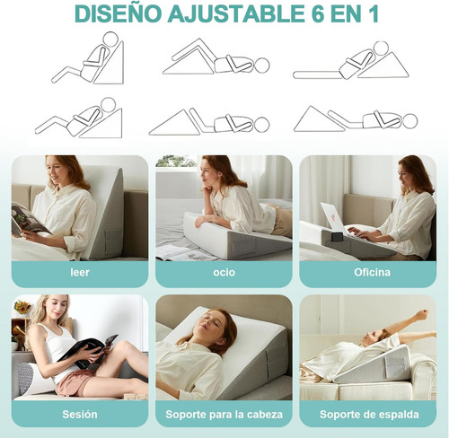 Almohada Antireflujo Cojines Cuña Grande Ajustables Respaldo