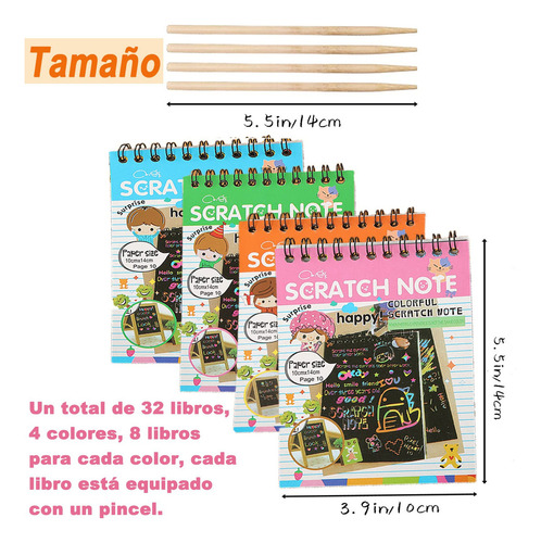 Scratch Art,paquete De 32 Cuadernos De Arte Para Rascar,