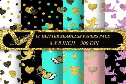 Kit Imprimible Scrap #02 - Valentine Glitter Seamless Patter