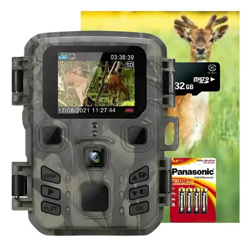 Camera Trilha Mini 301 Visão Noturna + Pilha + Cartão 32g