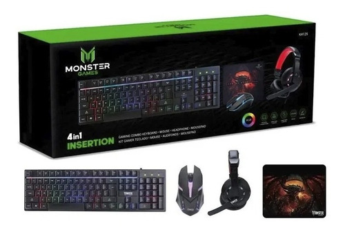 Combo Mouse + Teclado + Audifonos + Mousepad Kit Insertion