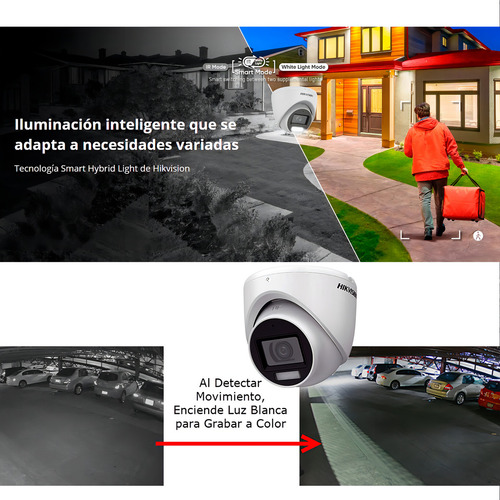 Hikvision Kit De 4 Cámaras De Seguridad Metálicas Turret Con Micrófono Integrado 3k 5mp Dual Light Protección Ip67 Exterior + Dvr 8 Mp 4 Canales Turbohd + 4 Canales Ip + 1tb Hdd Ids2ce76k0t-plus+1tb