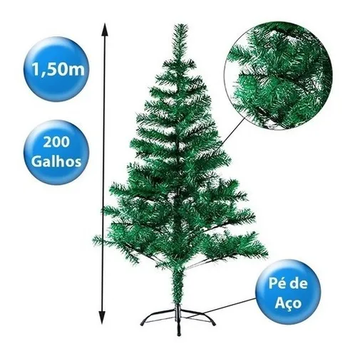 Árvore De Natal Grande 150cm 200 Galhos Decoração Pinheiro Árvore De Natal Grande 150cm 200 Galhos Decoração Pinheiro