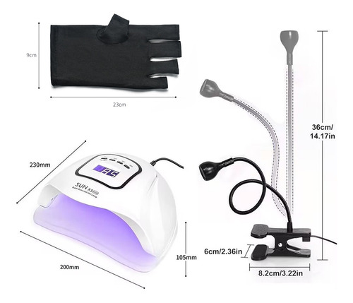 Lámpara Uv Led Para Uñas Secado Rápido 45led 150w & Guantes