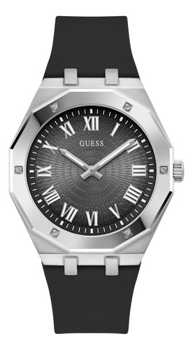 Reloj Para Hombre Guess Campbell Color Azul Gw0250g3 Color de la correa Negro 2 Color del bisel Plateado Color del fondo Plateado