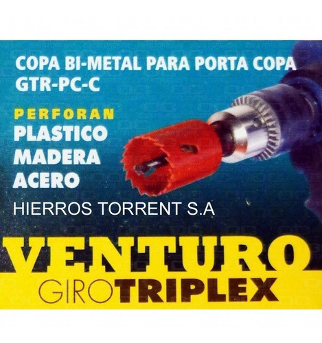 Imagen 3 de 8 de Sierra Copa Bimetal Venturo Giro Triplex 38 Mm Acero Madera