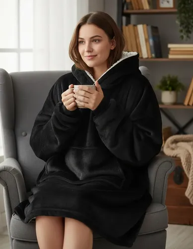 Manta Poleron Polar Con Capucha Suéter Invierno Sherpa Felpa