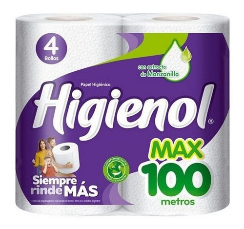 Imagen 2 de 2 de Papel Higiénico Higienol 100 Metros X 4 Rollos X 10 Paquetes