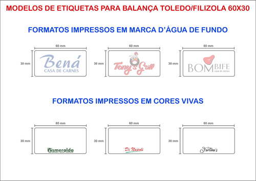 Etiqueta Térmica Balança 60x30 Filizola Toledo Cx 100 Rls