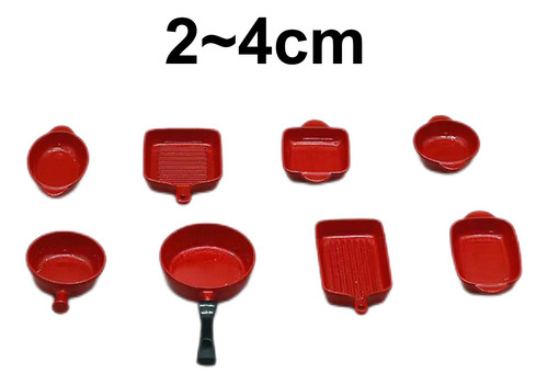 Accesorios De Cocina Para Casa De Muñecas En Rojo