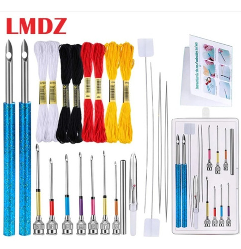 Set 24 Pcs Agujas Magica + Accesorios + Hilos Bordado Ruso