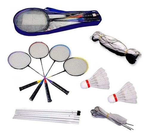 Set De Bádminton: 4 Raquetas Acero+2plumas+ Red  Sufix