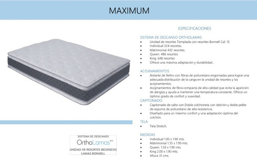 Colchon Maximum King Size - Gris Y Blanco Këssa Muebles