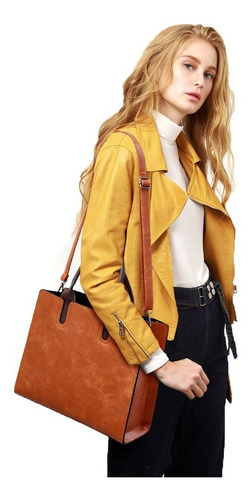Imagen 7 de 7 de Bolso Dama De Mano Bandolera Tote Hombro Pórtatil De Cuero