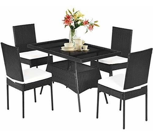 Imagen 8 de 10 de Tangkula Juego De Comedor De Mimbre Para Patio, Mesa Y Silla