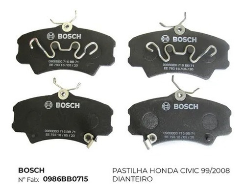 Pastilha Honda Civic 1.7 2000 2001 2002 2003 2004 2005 2006