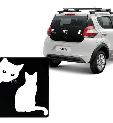 Kit Adesivos Emblema Gato Lateral E Gato De Costas Branco