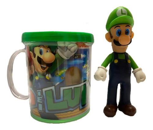 Boneco Luigi Do Super Mario Bros Com Caneca Personalizada