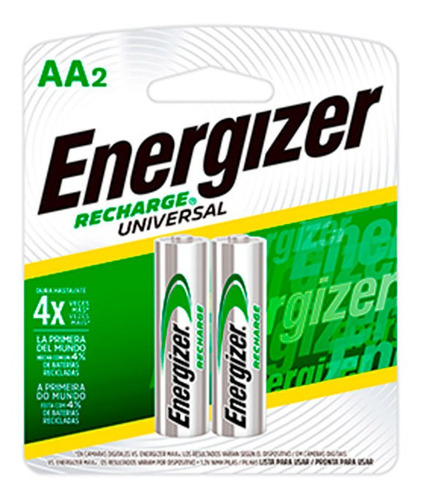 Pilas Baterías Recargables Energizer Aa X 4 1,2v 2000 Mah