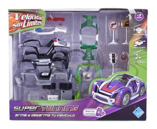 Auto Vehículo Para Armar Pull Back Super Tunning Duende Azul Color