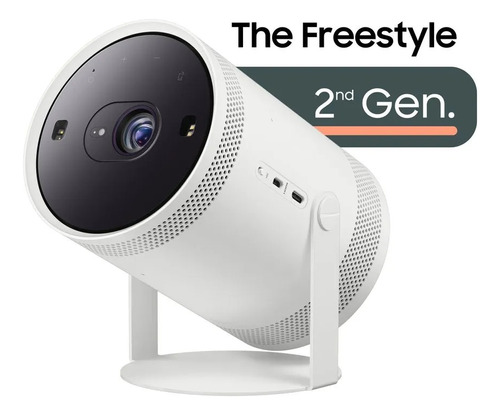 Proyector inteligente portátil Samsung The Freestyle de segunda generación de 30 a 100 pulgadas, plataforma Tizen, sonido de 360º