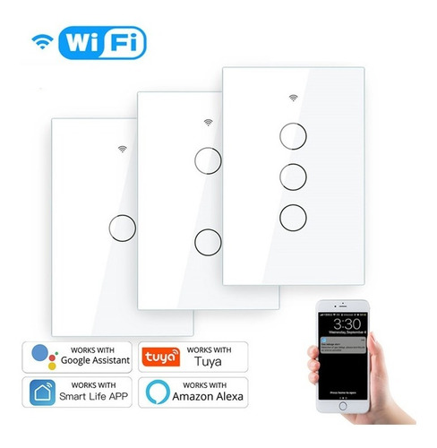 Interruptor Switch 3 Puntos Touch Wifi Tuya Alexa Google