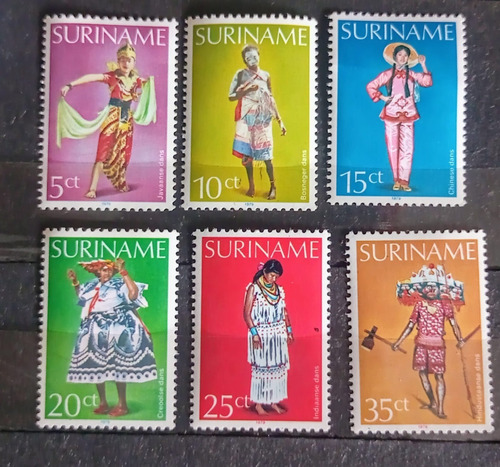 Serie 6 Estampillas Surinam -trajes Regionales 1979 Mint