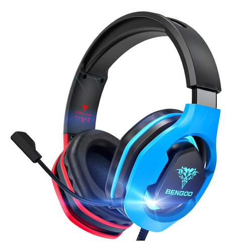 Auriculares Gamer Bengoo G9500 Led Mic. Red& Blue