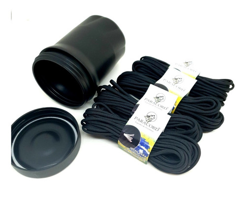 Paracord 550 Em 4 Rolos De 10m Pote Militar Impermeável Edc