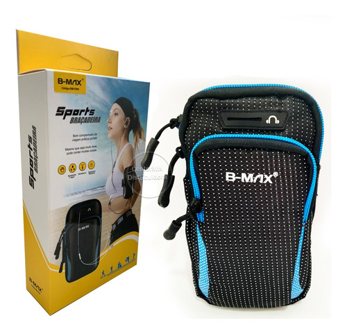 Braçadeira Sports Com Saída De Fone B-max Bm-f905 - Azul