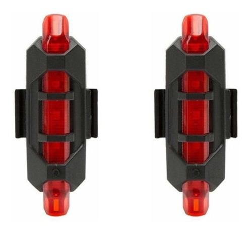 Combo Dos Luces Recargable Usb Bicicleta Rojas Luz Par