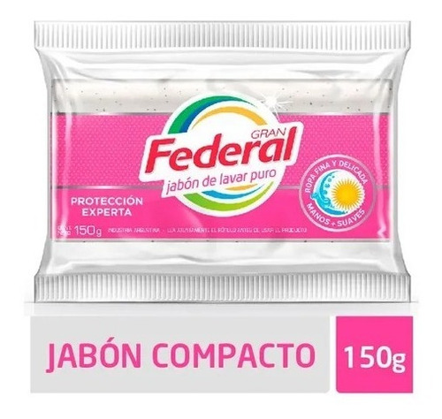 Jabon En Pan Blanco Gran Federal Para Lavar Ropa X150g