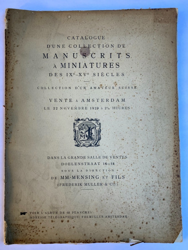 Catalogue Manuscrits A Miniatures Des Ix A Xv Siecles.