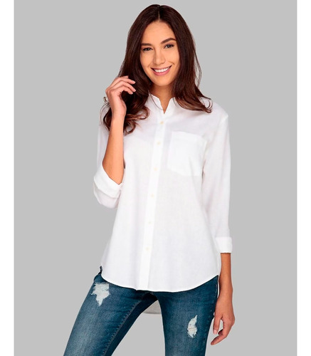 Camisa Casual Sin Cuello Marca Losan® Mod.222-3001al